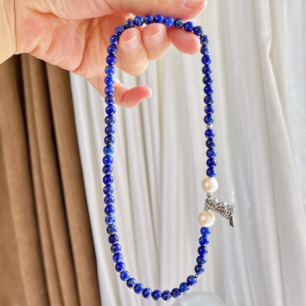 4Mm Natural Lapis Lazuli Freshwater Pearl Multi-Circle Design Bracelet Bracelet.