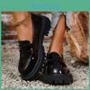 Leather Loafers Patent Women Spring 2025 Thick Bottom Platform Casual Shoes Woman Slip On Soft Sole Moccasins Mujer