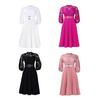 Women's 45720 Sleeve Lace Crochet Midi Dress Hollow Out Eyelet Pleated Swing Dress Fall Casual