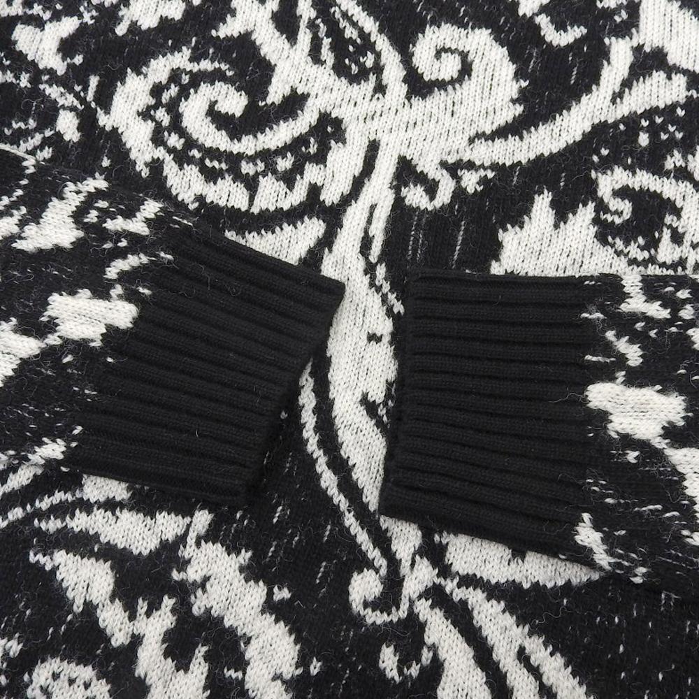 Versace Men's Jacquard Knit Wool Sweater, Black and White, Size 46, A84889 tops 46 Black WhiteUsed