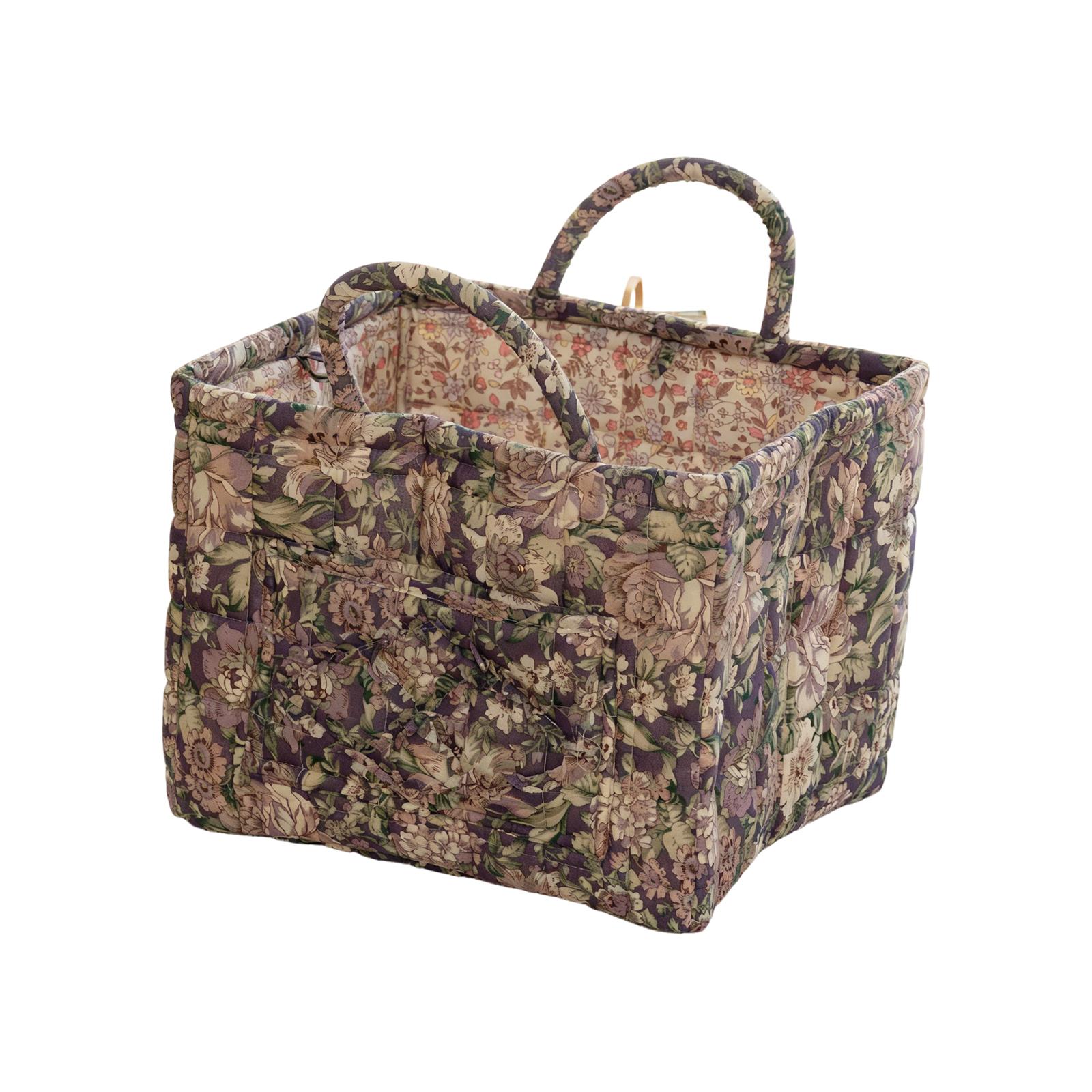 

Sponge-made Storage Basket For Clothes, Toys, Handbags, Fresh Floral Fabric, Portable, Machine Washable. One Size