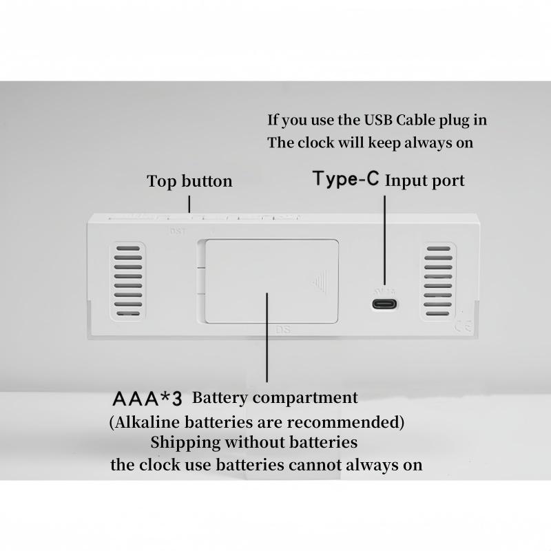 Ceas de alarmă LED digital Temperatură Afișare săptămână dată 2 alarme Lumină ambientală Ajustare luminozitate Ceas electronic de masă Snooze