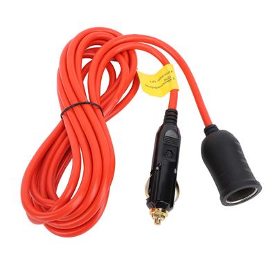 12V 24V Cigarette Lighter Extension Cord 11.8FT 18AWG 120W 15A Heavy Duty Male Plug To Female