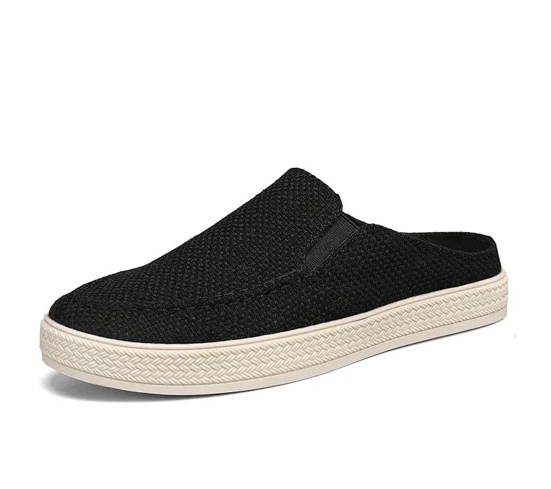 Mule Homme Été Nouvelles Chaussures Décontractées Demi-Mules Toile Respirante Semelle Souple Chaussure de Marche Légère Chaussures Vulcanisées
