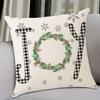 Throw Pillowcase Santa Linen Comfortable Claus Snowflake Christmas Tree Print Touch Christmas Pillow Cover Bedside