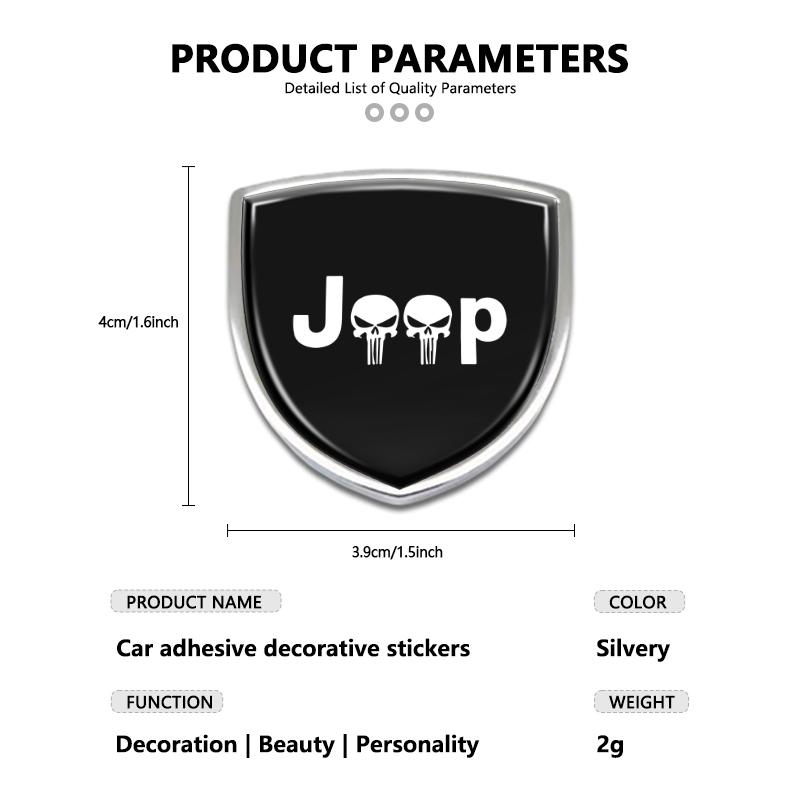 Car Personalized Decor Sticker Silver Shield Shape Emblem For Jeep Cherokee Patriot Liberty Wrangler JK JL Commander ALZ1
