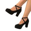 Tacchi alti da donna con cinturino, tacchi alti a punta, tacchi alti alla moda, tacchi medi, tacchi chunky