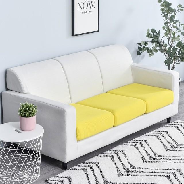 Polar Fleece Sofa Seat Cushion Cover Jacquard Seat Cover Elasticized Machine Washable Removable Slipcover Sofa Covers Home Furniture Protector