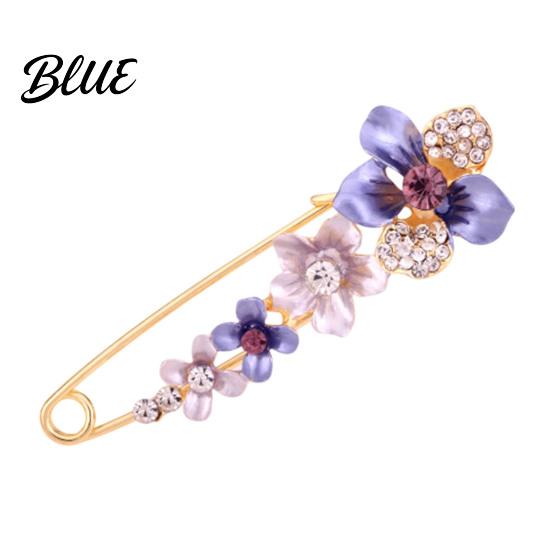 Flower Brooch Pin 3D Decor Scarf with Rhinestone Inlay Thick