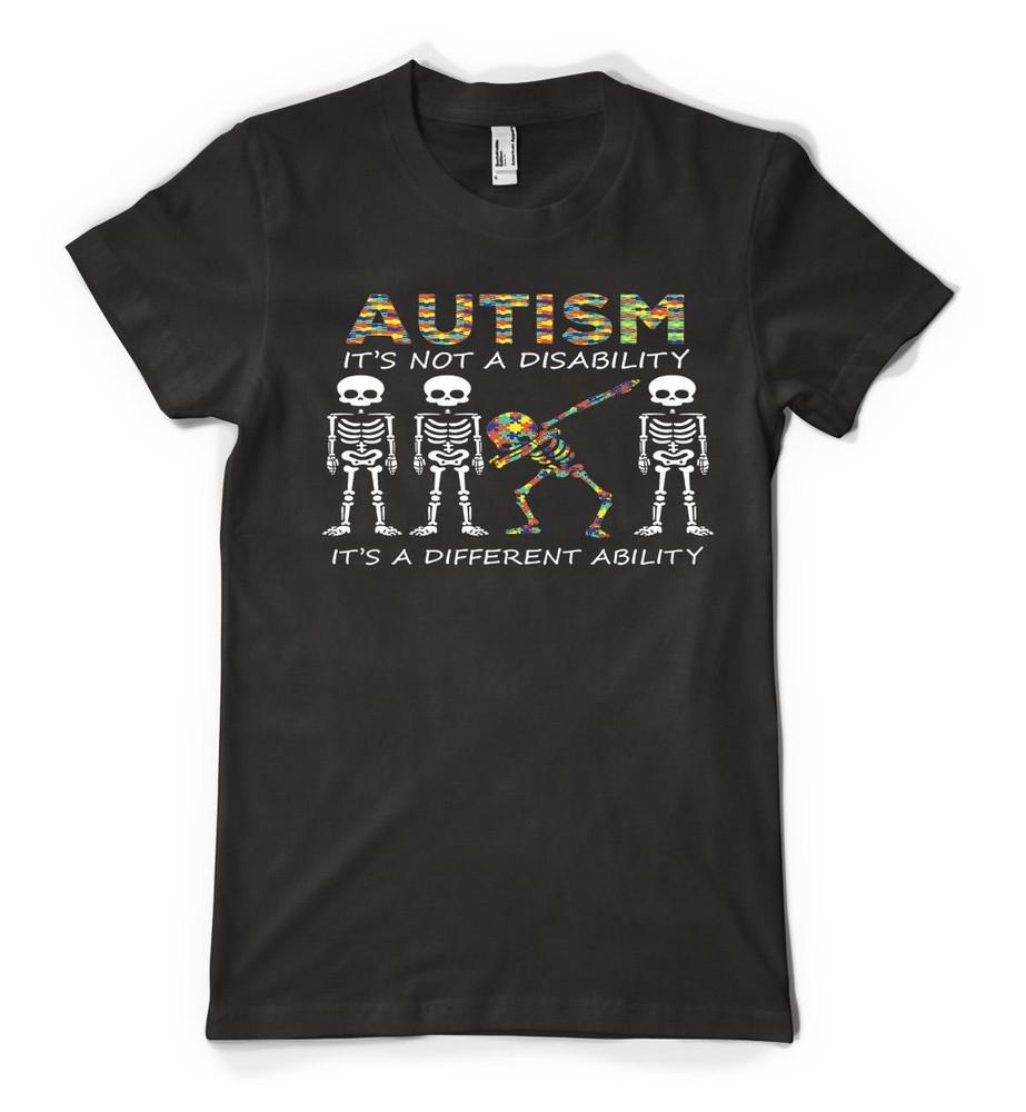 Autism Is Not A Disability Ability Dabbing Skeleton Personalised Kids T Shirt