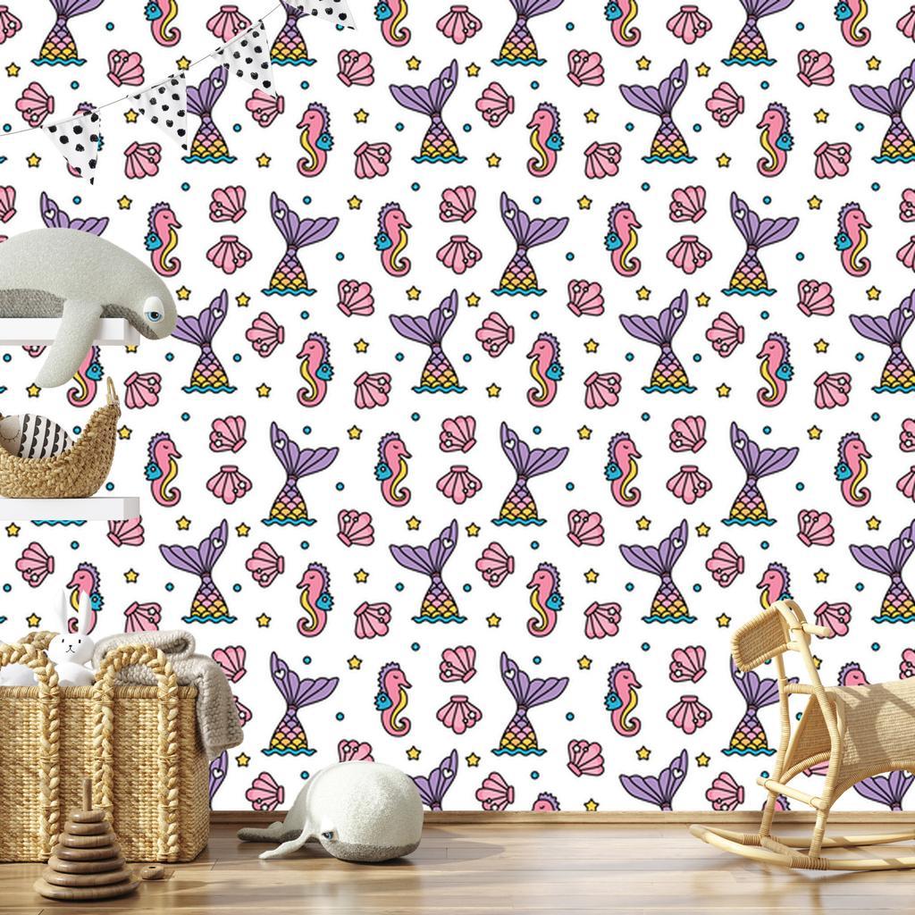 Mermaids and stars wallpaper for living room and bedroom 50x1000