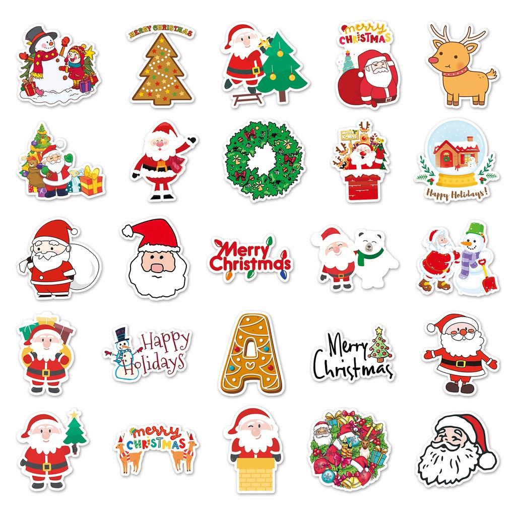 50pcs Christmas Stickers, Waterproof, Self Adhesive, for Water Bottles, Ipad, Skateboard, Luggage, Phone