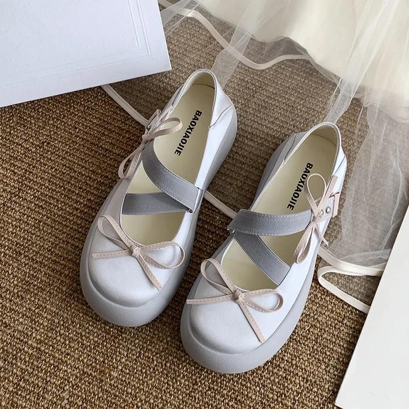 Bow Flats Platform Mary Jane Women Shoes Comfort Sneaker New Trend Dress Designer Walking Outdoor Shoes Women Luxury Footwear