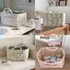 Floral Fabric Storage Basket With Foldable Handle For Home Organization And Gift Use