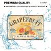 Vintage Retro Metal Tin Sign 8x12 Inch Rustic Grapefruit Juice Kitchen Wall Art Decor for Home Bar Man Cave