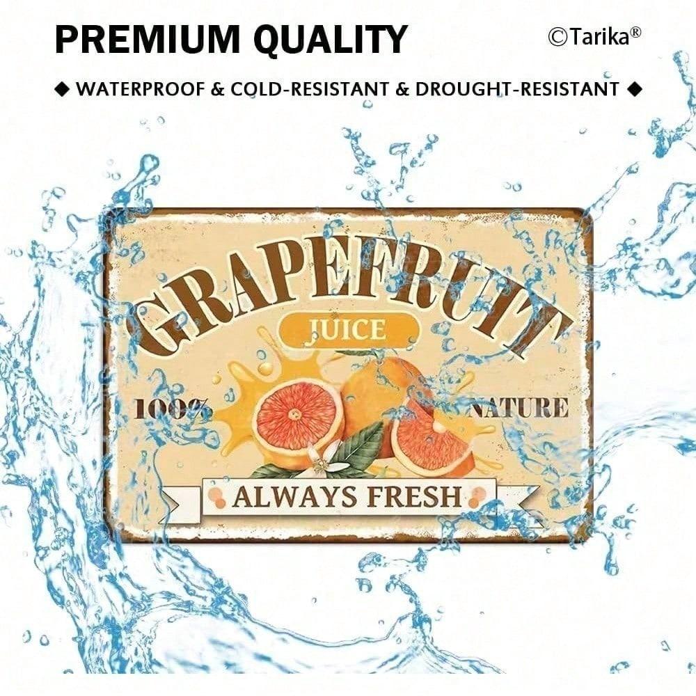 Vintage Retro Metal Tin Sign 8x12 Inch Rustic Grapefruit Juice Kitchen Wall Art Decor for Home Bar Man Cave