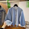 Women's Long Sleeve Korean Plaid Shirt with Lace Ruffles - Black & White, Spring 2026