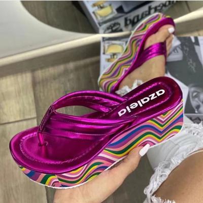 Ciabatte Estive con Zeppa e Plateau Moda Colore Fondo Spesso Infradito Scarpe Sandali di Lusso da Donna Zapatos De Mujer