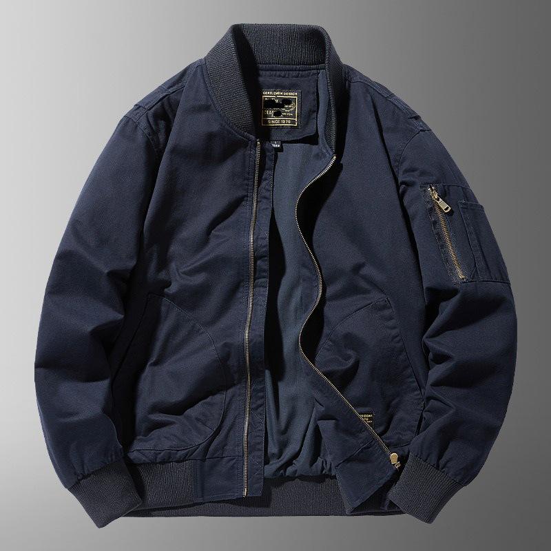 Men's Spring Military Green Cotton Jacket - Trendy Loose Fit with Baseball Collar, Casual Coat.
