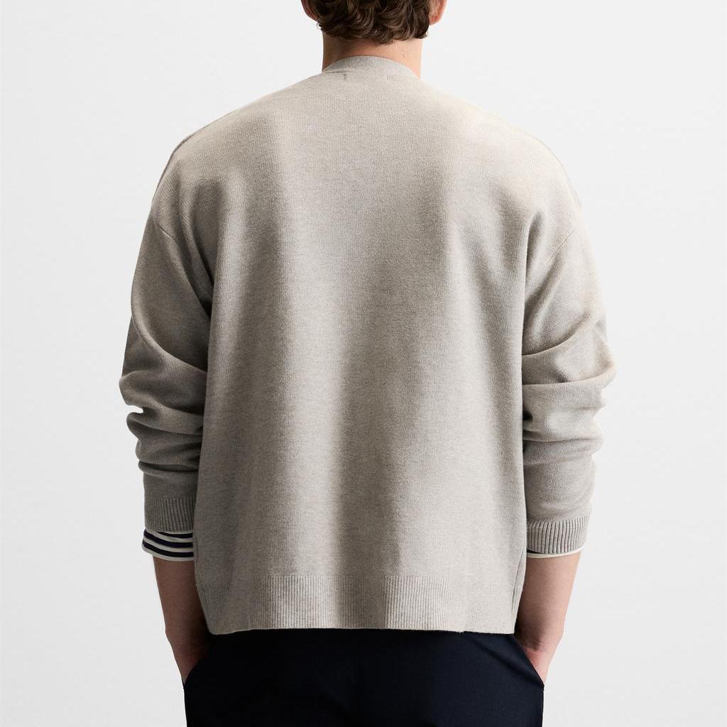 Zara Loose Open Collar Long Sleeve Knit Cardigan Men Cardigans Gray 9598370-803