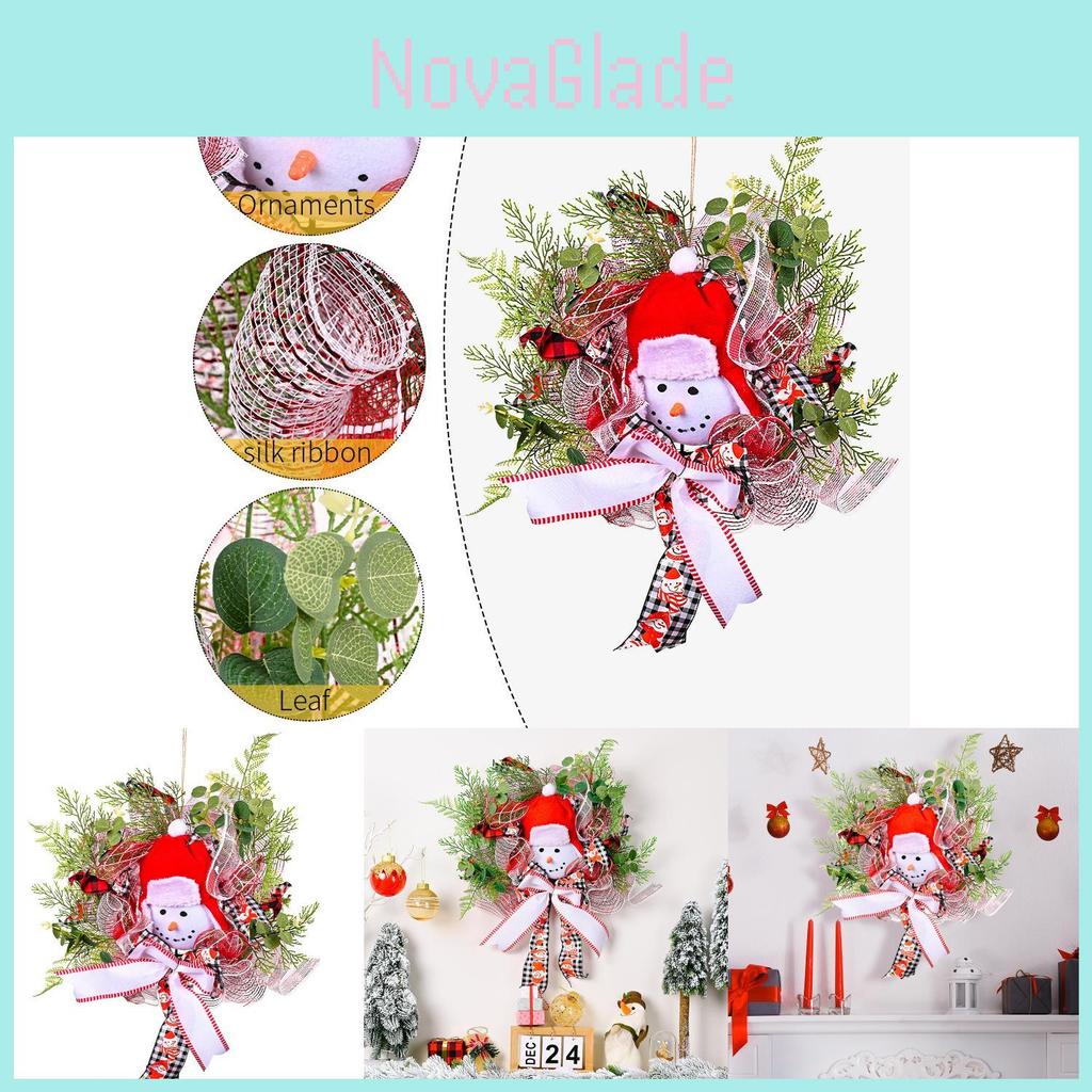 New Christmas Snowman Ribbon Wreath For Home Decor Festive Holiday Atmosphere