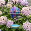 Garden Fountain Decor Stained Glass Hot Air Balloon Bird Feeder Fountain, Hanging with Water Wild Tray, Vintage Bronze Outdoor for Patio Porch