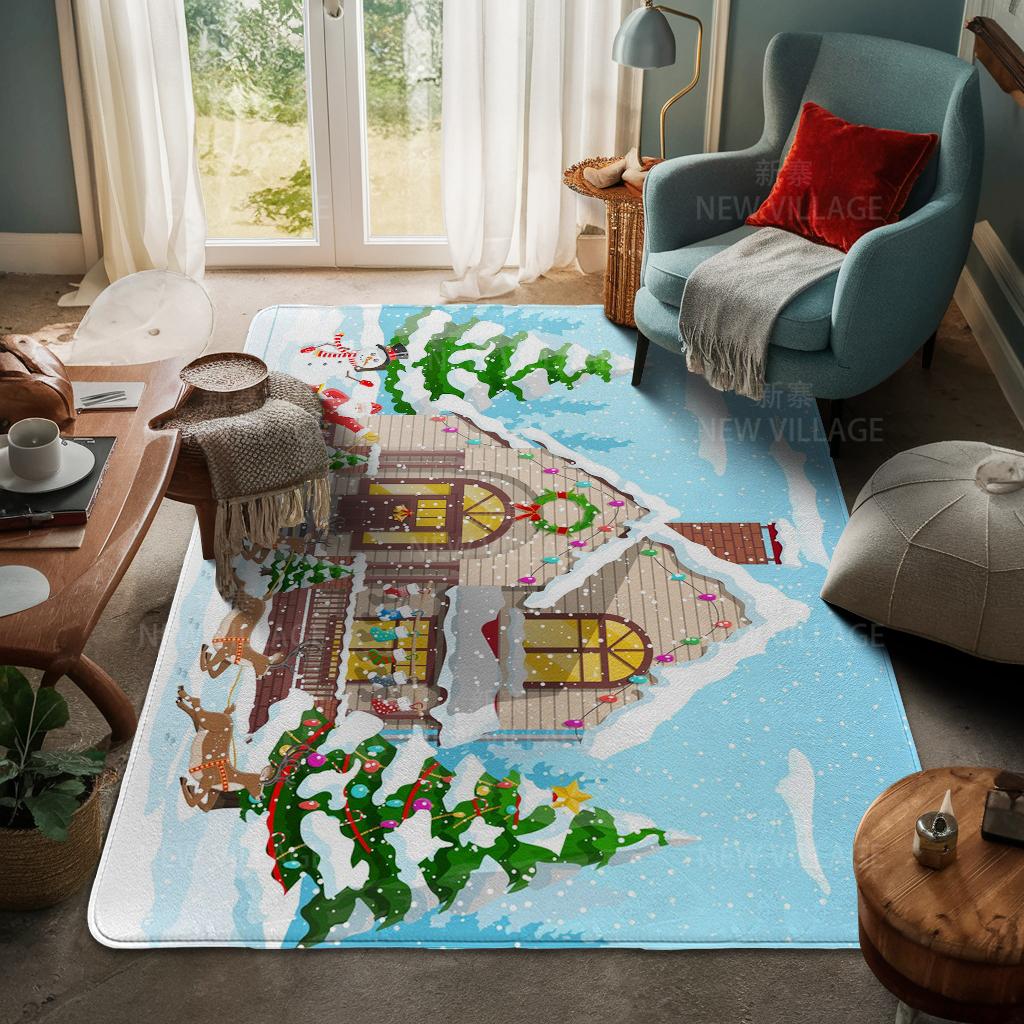 House Entrance Carpet Home Door Mat Living Room Bath Foot Bathroom Non-slip Water Absorption Rugs Bath Merry Christmas Winter