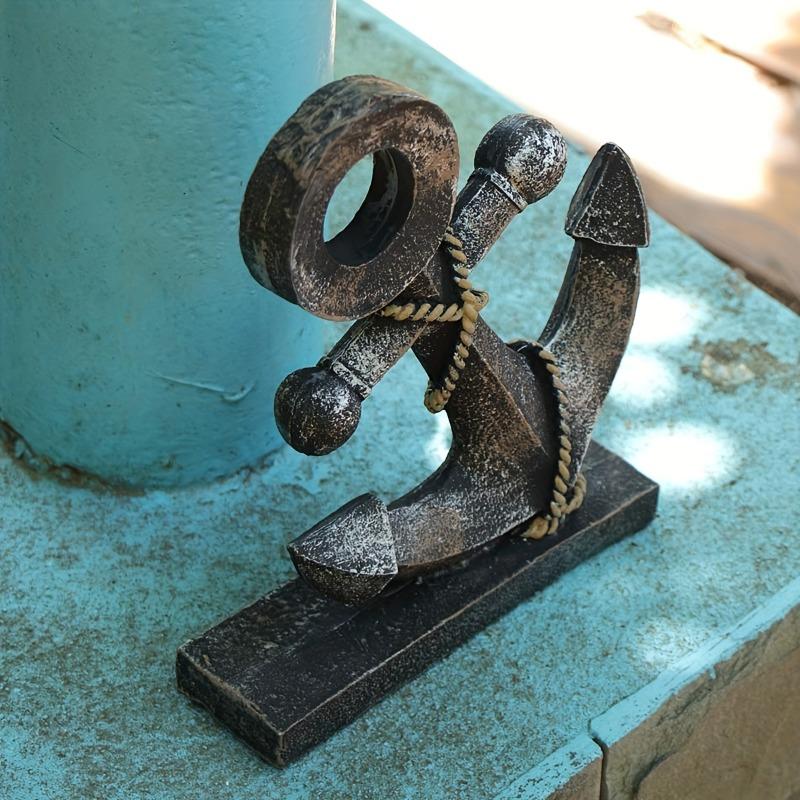Decoração de Âncora para Navegação - Escultura de Âncora de Navio Moda Antiga Criativa Retrô Artesanato de Resina