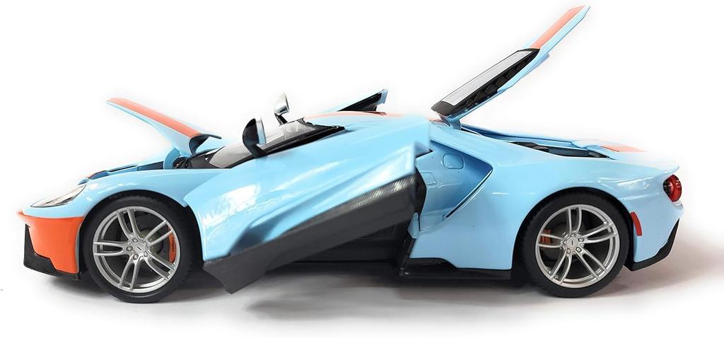 Maisto 2019 Ford GT Blue with Orange Stripes 1/18 Scale Special Edition Diecast Car with Opening Doors and Hood