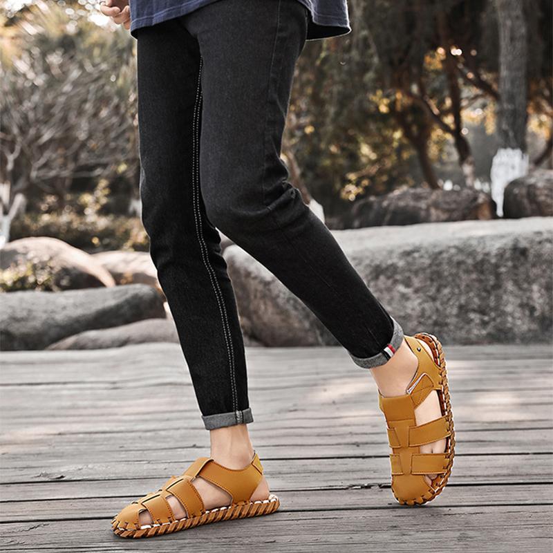 Baotou Sandals, Summer Handmade Flat Bottomed Sandals, Men's Casual Breathable Beach Shoes