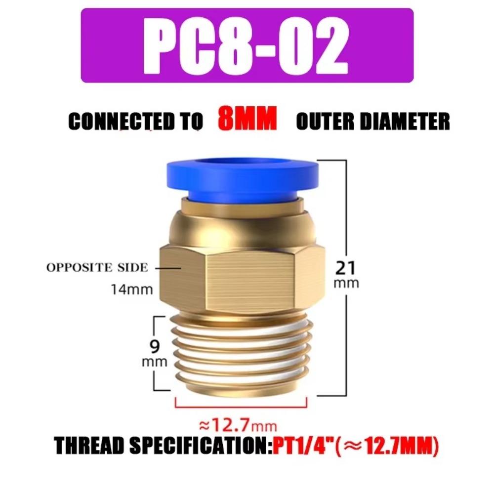 High Quality Brass Pneumatic Fitting PC 4 6 8 10 12MM Multi Size Air Connector Pipe Quick Connectors Pneumatic Systems