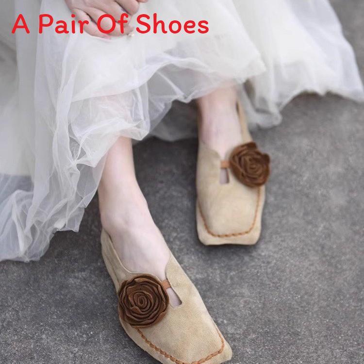 Vintage Floral Loafer With Pu Material For Casual Daily Wear Women