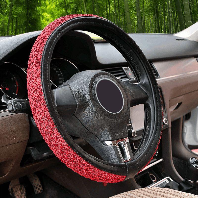 Good-Feeling Ice Silk Car Steering Wheel Cover, Universal for All Seasons, Non-Slip, Breathable, Sweat-Absorbent, Suitable for Thousands of Car Models
