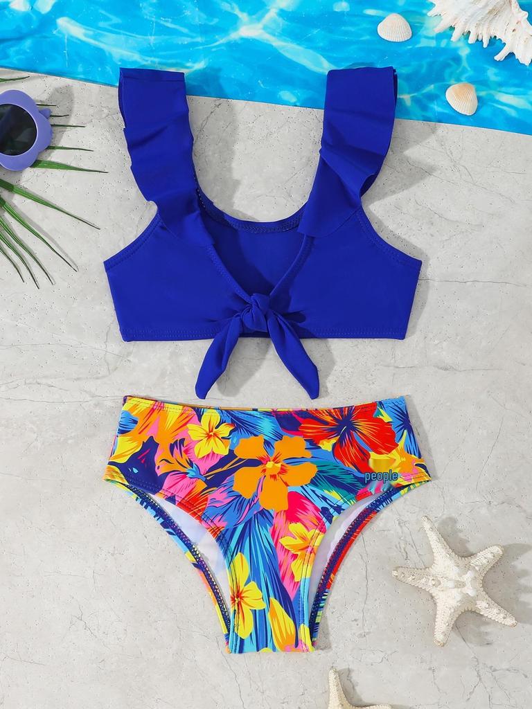 2026 Girls' Two-piece Bikini Swimsuit - Small and Medium Children's Swimwear