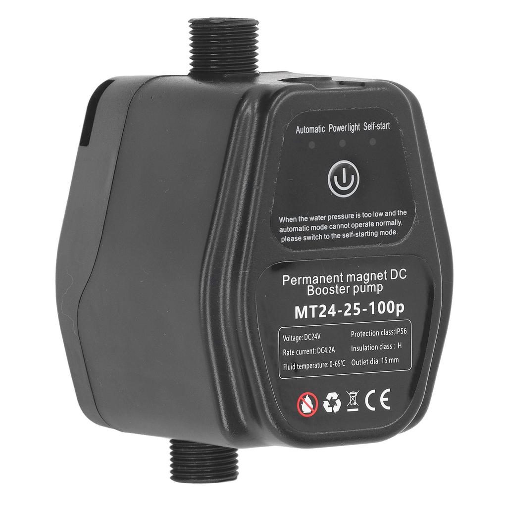 Boosterpump Borstlös DC-motor Automatisk Permanentmagnet för Hem Slangbevattning 100W 24V Svart