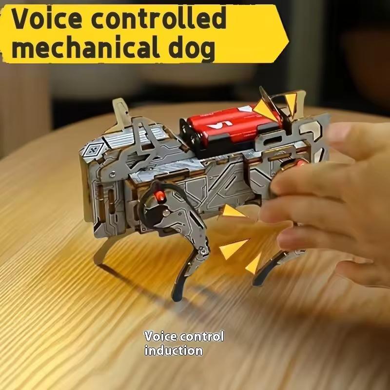 Voice Control Mechanical Dog Stem Kit Diy Wooden Science Toy Educational Building Project For Kids Classroom Learning Tool