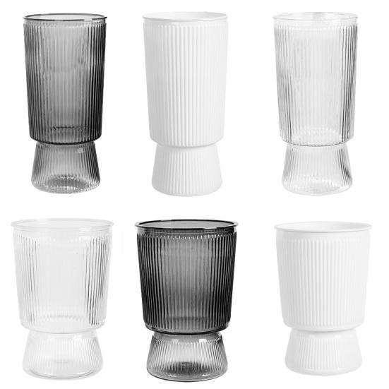 Hydroponic Flower Vase Transparent Vertical Grained Glass Design Vase Reusable PET Modern Nordic Style Vase for Flowers Pothos