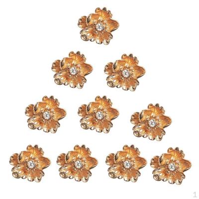 10 Stück Blume Strassstein Knopf Flache Rückseite Verzierung Bastelbedarf Für Braut DIY