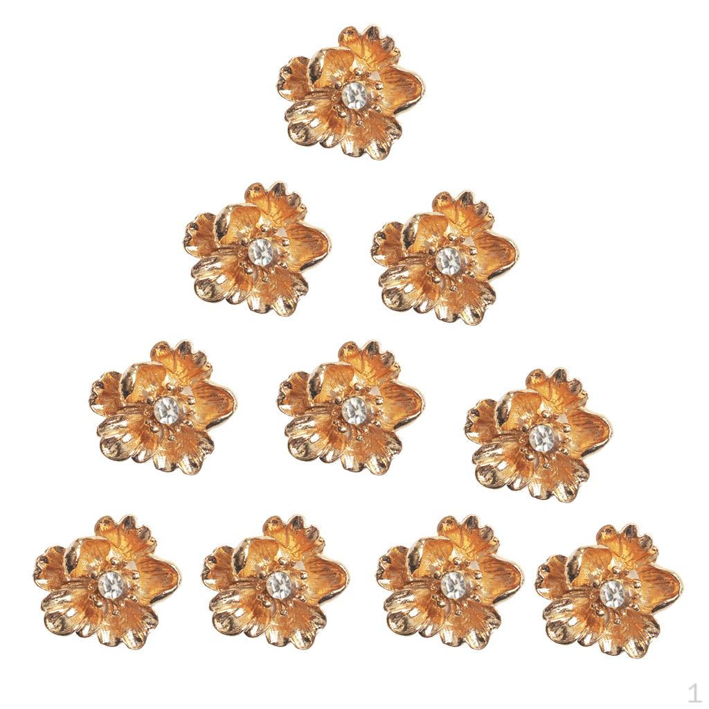 10pcs Flower Rhinestone Button Flatback Embellishment Crafts For Bridal DIY