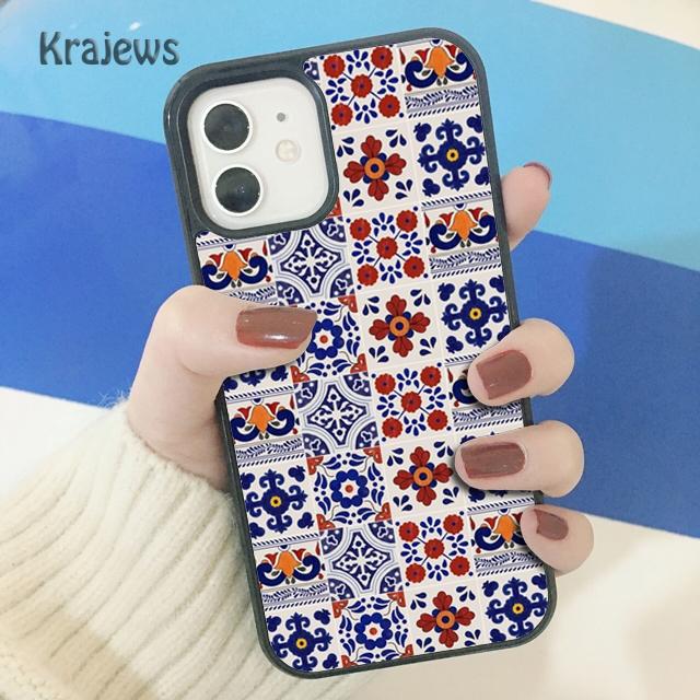 Krajews Ancient Floral Tiles Soft Phone Case Cover For iPhone 17 Air 16 15 14 plus 11 12 13 pro max coque Shell Fundas