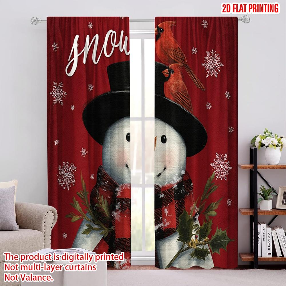 

2pcs,2D plane printing Pattern Curtains Let It Snow Snowman Snowflake Durable 100% Polyester Fabric (without rod) Home Decor for 52.50 × 116.00 cm 2 pcs