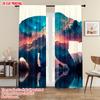 2pcs   plane printing Minimalist Curtains black bear Durable 100% Polyester Fabric (without rod) Decorations Inside Perfect for