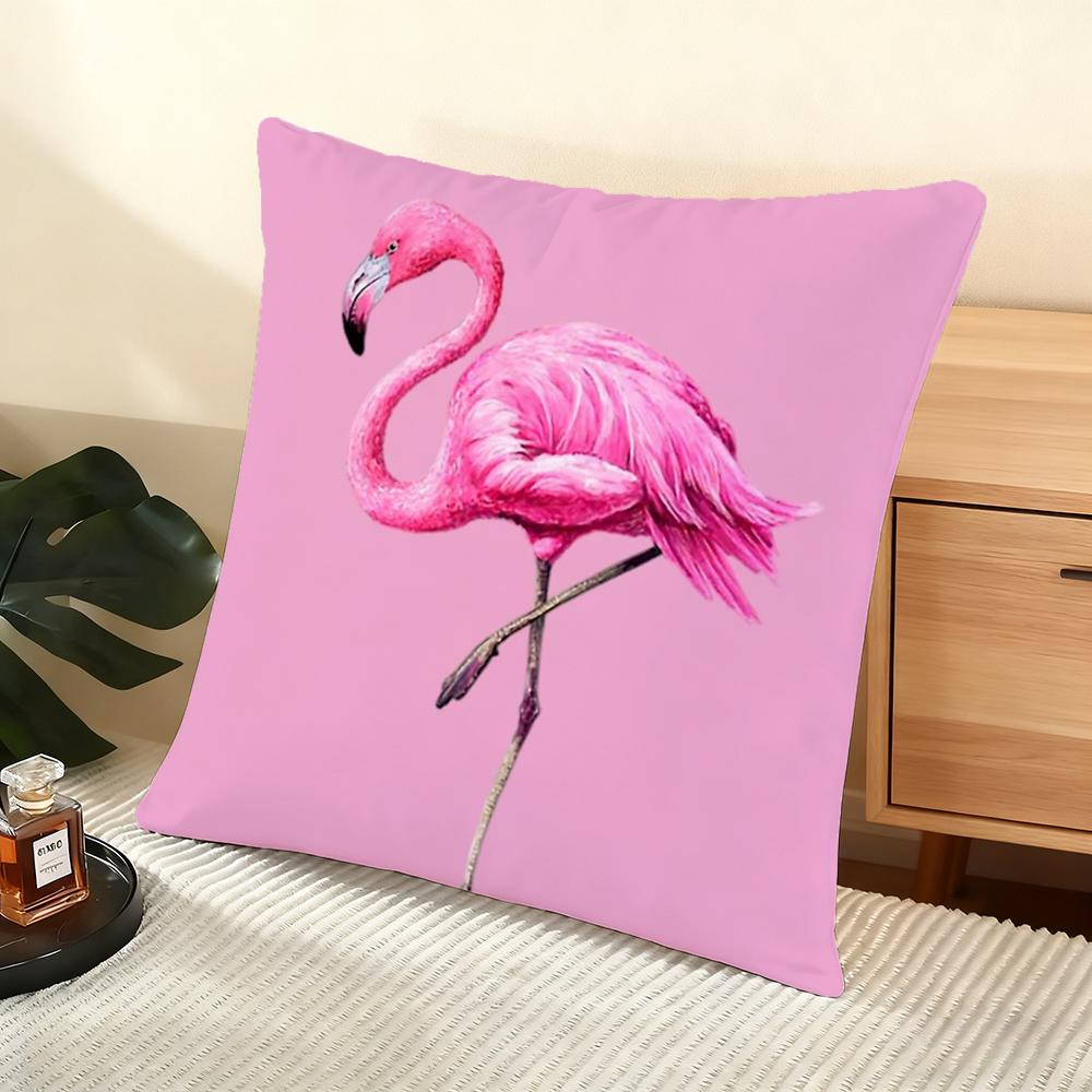 Flamingo Cushion Cover Soft Short Plush Pillow Cover Smooth Cozy Texture Aesthetic Cushion Case Home Decor