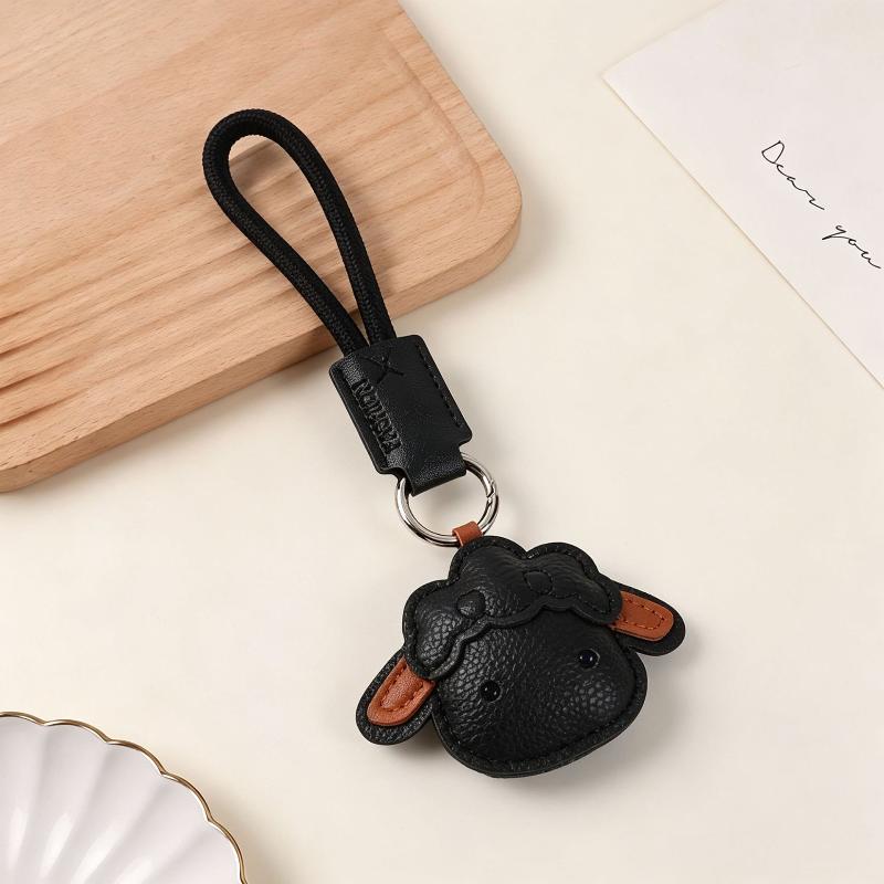 Cute Sheep Shaped Pu Leather Keychain Durable Wrist Lanyard Multi Color Options For Car Keys Bag Decor Gifts