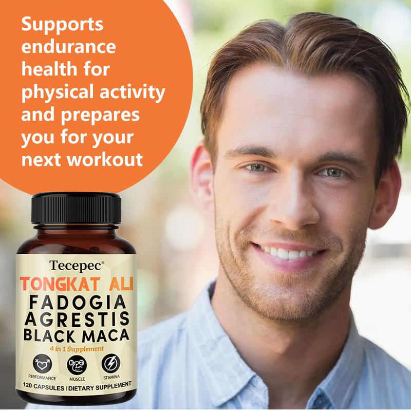 Tongkat Ali Root Supplement, With Fadogia Agrestis, Black Maca Root, 120 Capsules Per Bottle