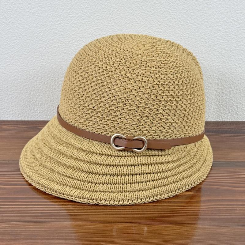 Belt Buckle Decoration Fisherman Hat Women's New Water Bucket Hat Cotton Linen Knitted Summer Fisherman Hat