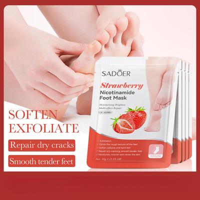 Maschera Piedi Ammorbidente e Illuminante alla Niacinamide alla Fragola Trattamento Rejuvenating Maschera Piedi