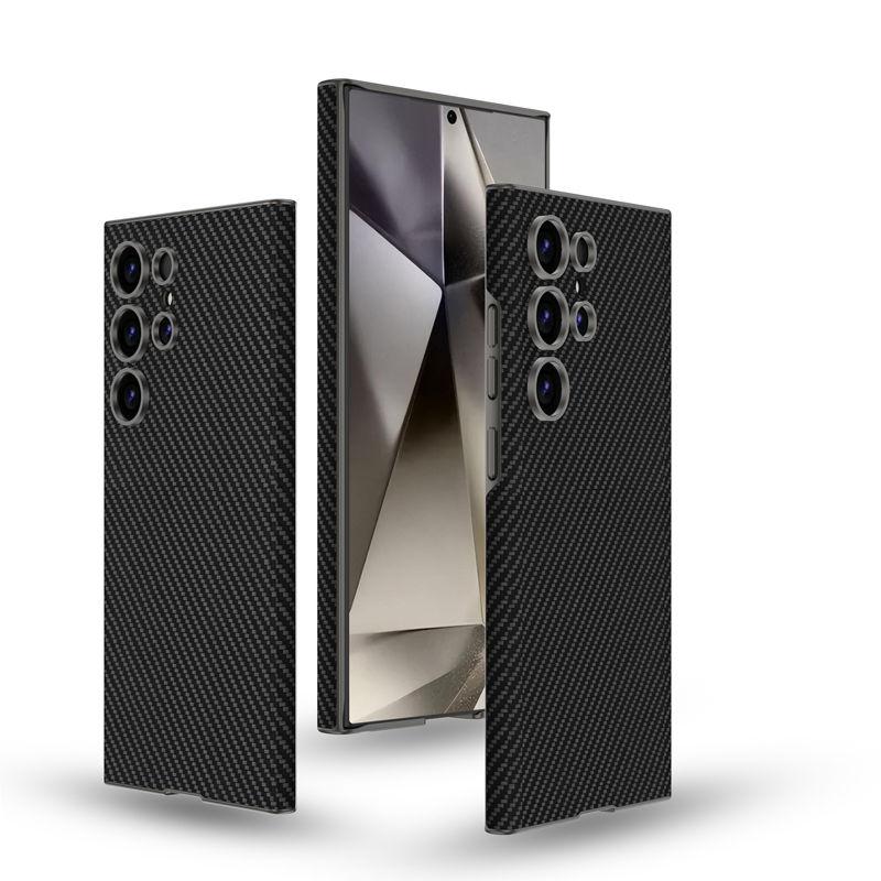 Plain Leather Phone Case for Samsung S24ultra-Drop-Resistant Silicone Plain Leather Protective Cover Frosted Shell High-End Business