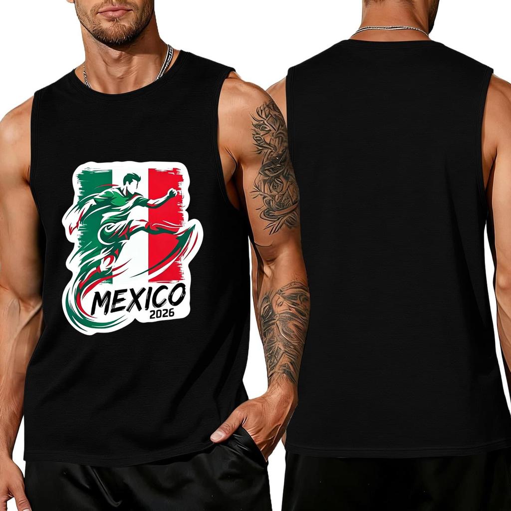 Men Sleeveless Tank Top Soccer Player Graphic Print Athletic Sportswear Casual Summer Shirt for Outdoor Activities Gym Training