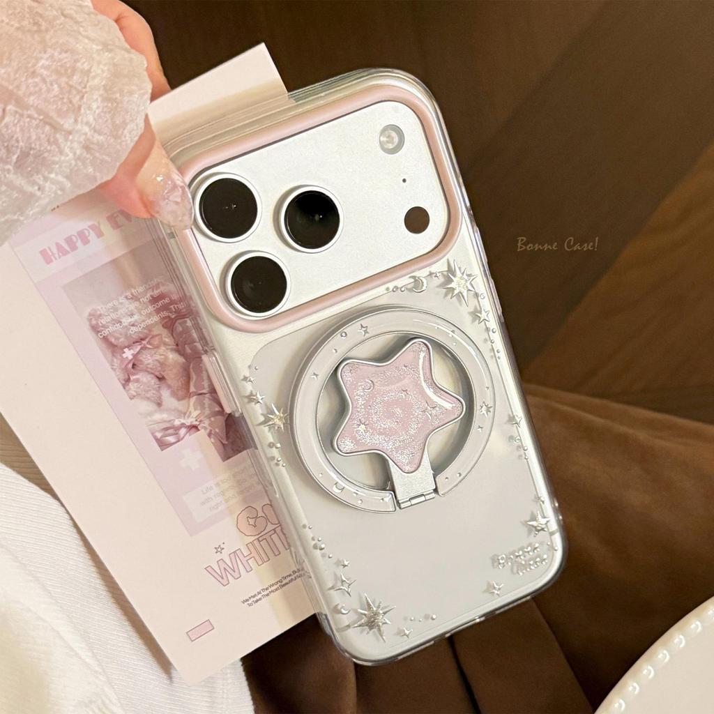 Gilded Stars Magnetic Transparent Case for iPhone 13/15/16/17 Pro Max